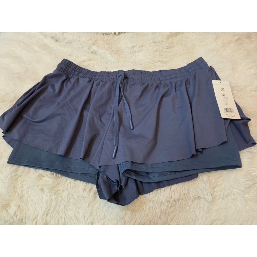 Green Tea 2-in-1 Flowy Butterfly Running Shorts Steel Blue XL CHB5368 Womens